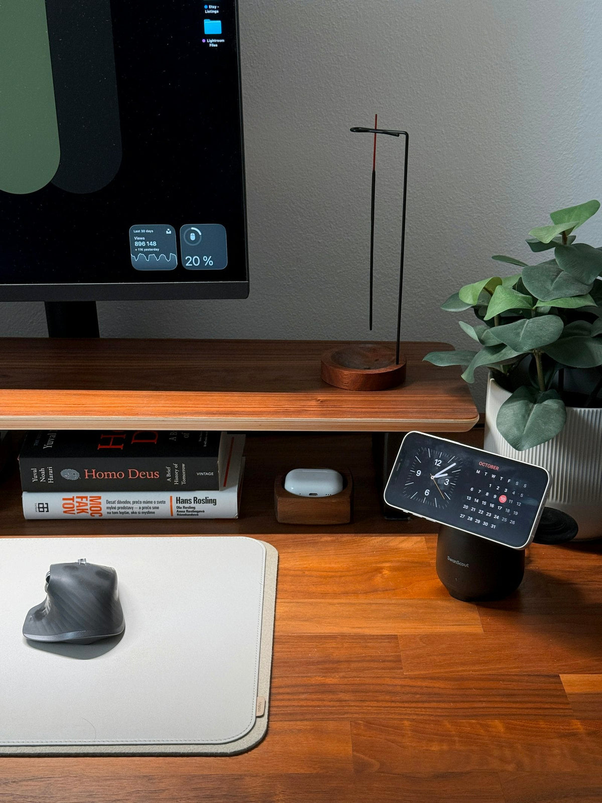 Cozy desk setup
