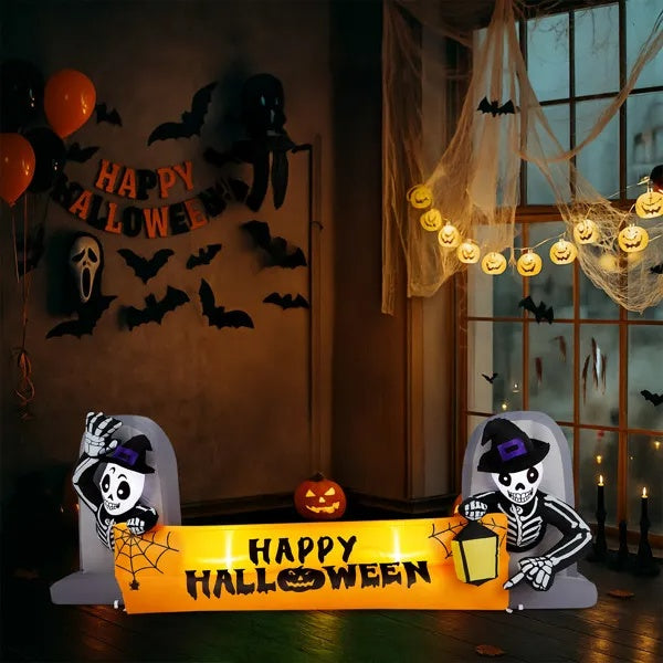 Inflatable skeleton tombstone Halloween yard decoration – view 5