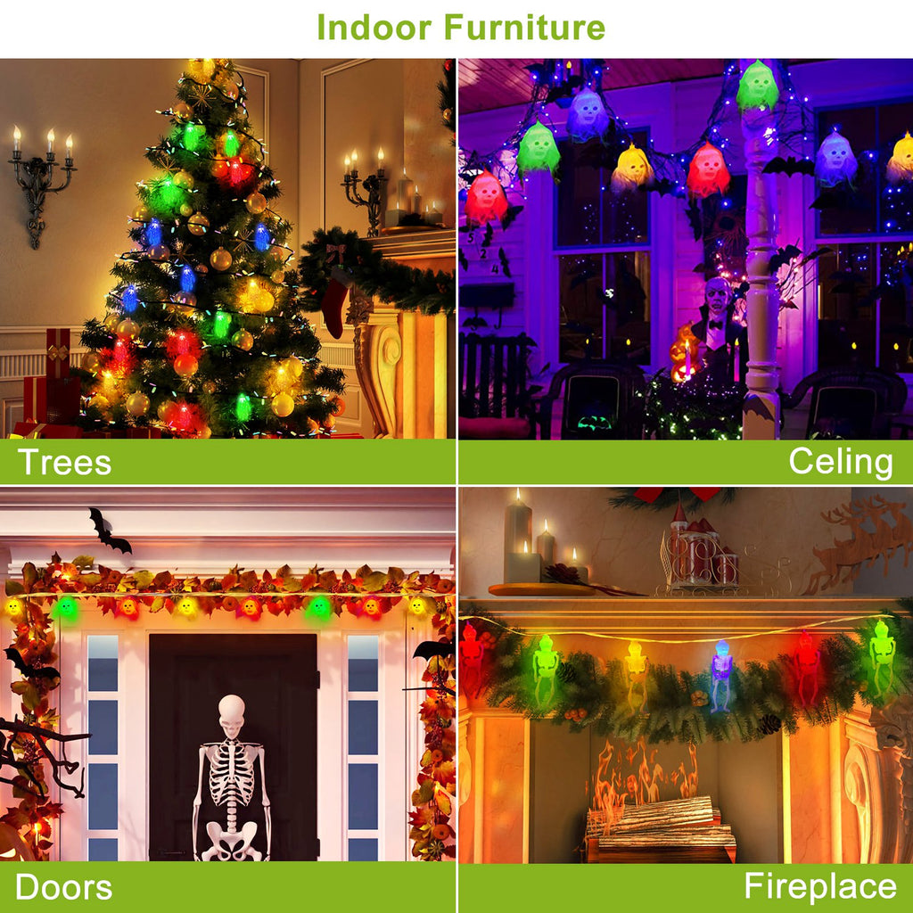 Halloween skeleton skull string lights – view 9