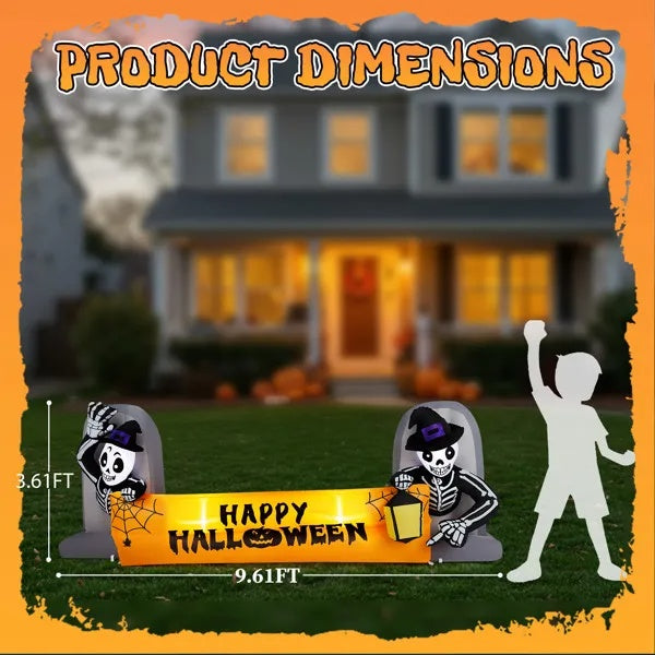 Inflatable skeleton tombstone Halloween yard decoration – view 4
