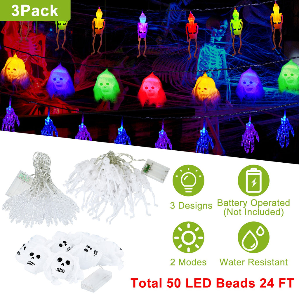 Halloween skeleton skull string lights
