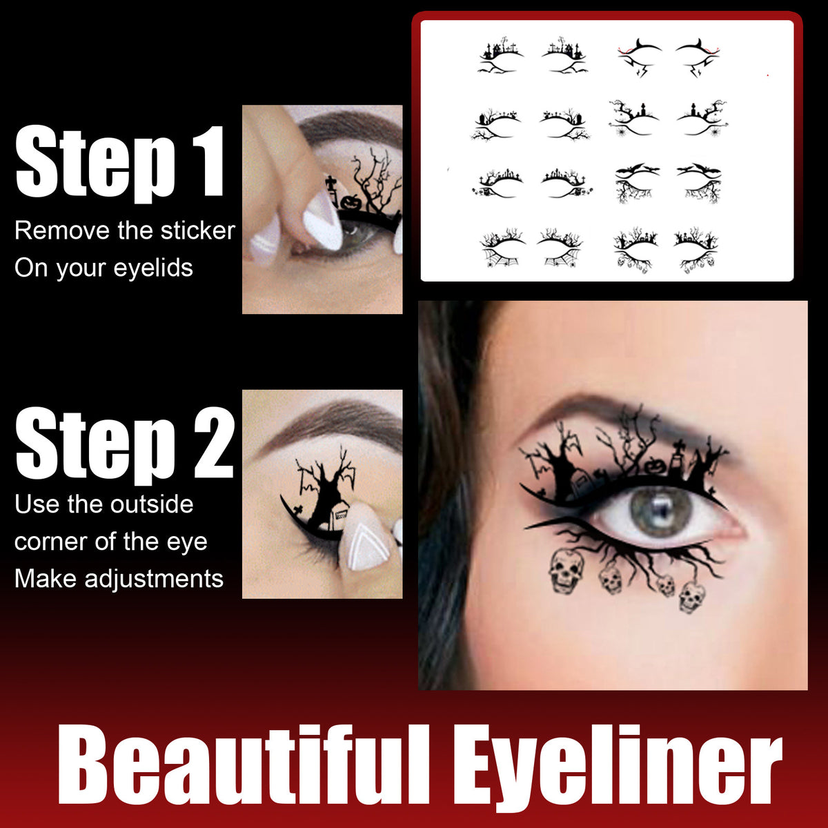 Halloween bat and spider eyeliner stickers – view 4