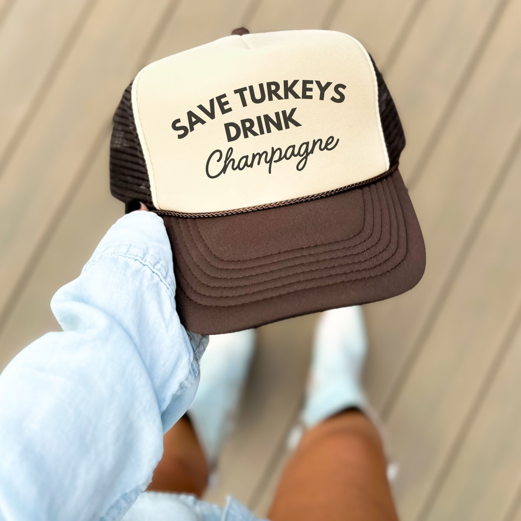 Save Turkeys Drink Champagne trucker hat – view 2