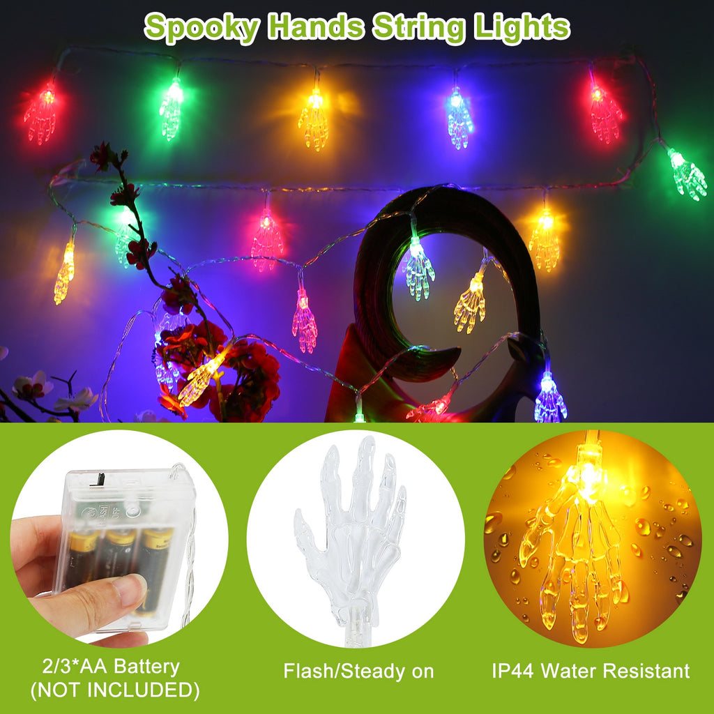 Halloween skeleton skull string lights – view 10