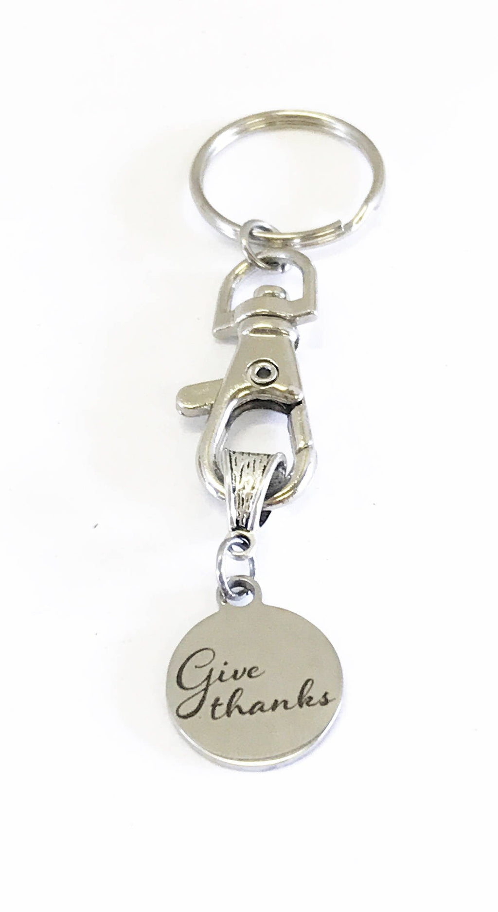 Give Thanks engraved stainless steel keychain – view 5